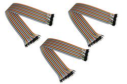 kabelmeister - Jumper kabel/trådbrokabel – kontakt till kontakt (från till hane) – set med 3 – 40 cm – 40 stift separerbara kärnor för Arduino, Raspberry Pi, banana pi, bredboad, stickbräda etc.