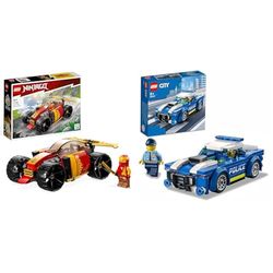 LEGO Ninjago 71780 La Voiture de Course Ninja de Kai – Évolution, Jouet Voiture de Course 2-en-1 & 60312 City La Voiture de Police, Jouet pour Enfants dès 5 Ans avec Minifigure Officier