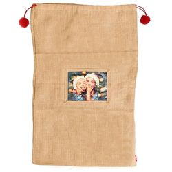 Adventa Christmas Santa Sack Personalised Gifts with 6x8 Photo Insert Plain for Kids or Christmas Stocking Display in your Home (Large)