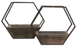 Admired By Nature Set di 2 fioriere da appendere a parete in legno e metallo con rivestimento rigido