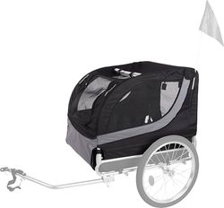 Flamingo Tybalt XL - Couverture pour remorque de vélo Tybalt Noir & Gris - 76x57x65,5cm - Bandes réfléchissantes et réflecteurs - Ouvertures avec Fermeture éclair