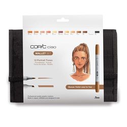 COPIC Ciao Coloured Marker Pen - Coppic Ciao Wallet of 12 Portrait, for Art & Crafts, Colouring, Graphics, Highlighter, Design, Anime, Professional & Beginners, Art Supplies & Colouring Books
