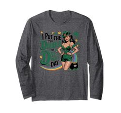 Divertente scherzo di San Patrizio D - Leprechaun trifoglio irlandese Maglia a Manica