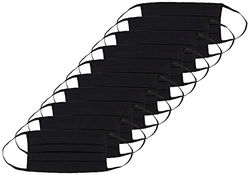 Oscar Apparels Herbruikbaar gezichtsmasker, 100% BCI-katoen met elastische lus, volwassenen, 10 stuks, Zwart, 10 count (Pack of 1)