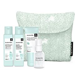 SUAVINEX Baby Toiletry Bag with Baby Cologne, Moisturizing, Cream and Gel Shampoo Travel Size, 4 Products, Blue (401301)