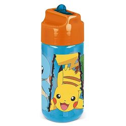 p:os 34251-Borraccia Pokémon per Bambini, Borraccia con Cannuccia Integrata, capacità ca. 430 ml, a Prova di perdite, per la Scuola, Lo Sport e Il Tempo Libero, Colore Blue/Orange, 21391932