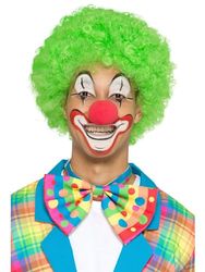 Smiffys Big Top Clown Bowtie, Neon with Spots & Stripes, Circus Fancy Dress, Clown Dress Up Accessories
