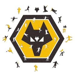 Ikoniska pussel, Wolves FC Crest, 100% miljövänligt träpussel med officiell licens, storlek M, 270 bitar