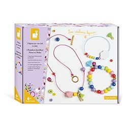 Janod - Set van 3 juwelen met regenboog om te maken - 2 armbanden en 1 halsketting - Les Ateliers Bijoux - Creatieve vrijetijdsset voor kinderen - Behendigheid en concentratie - Waterverf - Vanaf 6