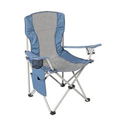 Homecall - Opvouwbare campingstoel met zijvak - (grijs/blauw)