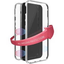 Black Rock - Fodral 360 graders glasfodral passar till Apple iPhone 13 Mini I magnetlås, genomskinligt, fodral (transparent med silverram)