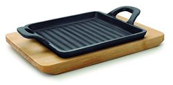 LACOR - 25875 - Mini ferro de engomar quadrado magma, medidas base de madeira 19,5 x 14 x 1,7 cm, medidas gril ferro fundido 14 x 14 cm, adequado para todos os tipos de fogos, incluindo indução e