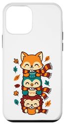 Foulard d'automne Motif Renard, Chouette, hérisson, Cacao Chaud Coque pour iPhone 12 Mini