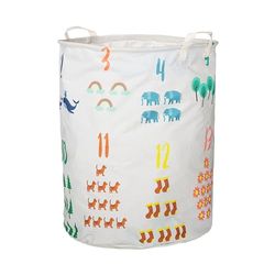 BY BABOO Cesta de almacenamiento para niños con números y objetos contados – Cesta plegable impermeable para juguetes de almacenamiento de juguetes, cesta de ropa de algodón para habitación de los
