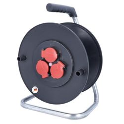 as - Schwabe Tambor de cabo a vácuo Ø 320 mm - 3 tomadas - para cabos de 50 m, enroláveis sem cabos - Made in Germany - proteção contra salpicos IP44, 20120