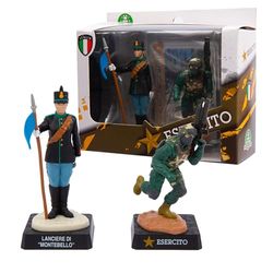 Giochi Preziosi Armée Italienne - Paire de Personnages de 8 cm Représentant Lancier Reggimento Montebello+Incurseur Hautement Détaillés, pour Enfants à partir de 3 Ans, Eer25300