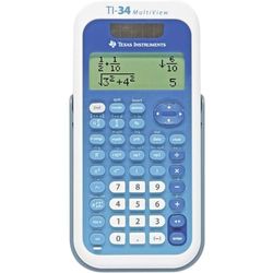 TEXAS INSTRUMENTS TI-34 MV - Calcolatrice scolastica (MMulti View, display a 4 righe, funzionamento solare e a batteria) blu/bianco