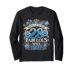 Womens Chapter 28 Fabulous Since 1997 28th Birthday Design Maglia a Manica