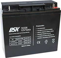 DSK 10326 - Batería de Plomo AGM Recargable y Sellada de 12V 18Ah. Ideal para Sistemas de Alarma de Seguridad, Iluminación de Emergencia, Equipos Eléctricos OEM, Sistemas SAI, Movilidad Eléctrica