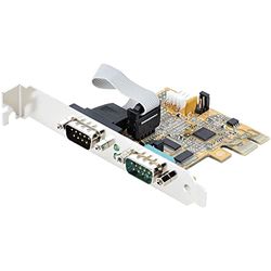 StarTech.com Scheda seriale PCI Express a 2 porte; Scheda di interfaccia seriale da PCIe a RS232 (DB9) con 16C1050 UART e ritenzione COM, 5V/12V; Windows e Linux (21050-PC-SERIAL-CARD)