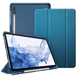 Fintie Hoes voor Samsung Galaxy Tab S7 11'' 2020 SM-T870(Wi-Fi) SM-T875(LTE) met S-pennenhouder, lichtgewicht SlimShell met doorschijnende matte standaard achterkant, Auto Wake/Slaap, Blauwgroen