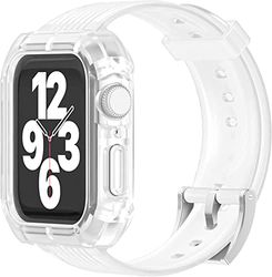 Lysun Correa de repuesto de silicona suave y resistente al agua, compatible con Apple Watch Band de 45 mm, 44 mm, 42 mm, para mujer y hombre, accesorios para iWatch Series 7/6/5/4/3/2/1/SE, color blanco