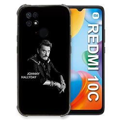 Beschermhoes voor Xiaomi Redmi 10C, motief Johnny Hallyday, zwart