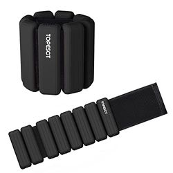TOPESCT Verstelbare polsgewichten, set van 2 (elk 0,5 kg) | Draagbare pols- en enkelgewichten armband voor yoga, dans, barre, pilates, cardio, aerobics, wandelen (roze) (0,9 kg/elk, zwart)
