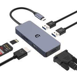 OOTDAY USB C Hub, 6 in 1 USB Splitter with 4K HDMI Output, SD/TF Card Reader, USB A 3.0, USB C Multiport Compatible with MacBook Air, Dell/HP/Lenovo
