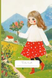 Peaceful Village To Do List: A charming countryside scene with a joyful girl holding fresh blossoms, surrounded by rolling green hills and cozy cottages.