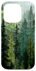 Pine Tree Forest Nature Lover Hiking Pattern Stained Trendy Case for iPhone 14 Pro