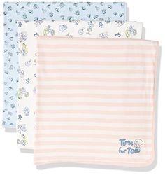 Amazon Essentials Disney | Marvel | Star Wars | Princess Unisex Babies' Swaddle Blankets, Pack of 3, 3-pack Alice Tea Party, One Size