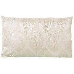 DRW Coussin rectangulaire Une Face en Polyester Motif Feuilles avec Fermeture éclair Crème 30 x 50 cm