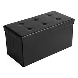 SONGMICS Baú, puff, caixa para armazenamento, dobrável, carga máxima de 300 kg, 76 x 38 x 38 cm