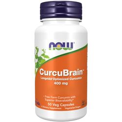 Now Foods, CurcuBrain, Curcumine Optimisé, 400 mg, 50 Capsules végétaliennes, Testé en Laboratoire, Sans Gluten, Sans Soja, Végétarien