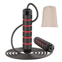 hvoolee hopprep vuxna fitness hastighets-rep, justerbar skipping rep hopprep perfekt för sport träning fitness lämplig för vuxna och barn, BR003, svart + röd