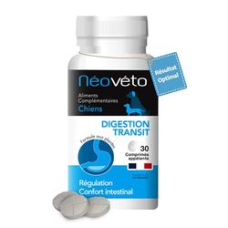 NEOVETO - Transito Digestivo - 30 compresse naturali per Cani - Igiene intestinale - Principi attivi approvati dai Servizi Veterinari Francesi - Prodotto in Francia - Facile da somministrare