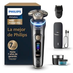 Philips i9000 Prestige Ultra, Afeitadora Eléctrica Hombre, Máquina de Afeitar Barba en Seco y Mojado, Tecnología SkinIQ Pro, Recargable, Centro de limpieza, Recortador, Estuche de Carga UV, XP9402/46