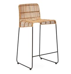TABURETE ALTO 51X51X93 METAL NEGRO/MIMBRE NATURAL