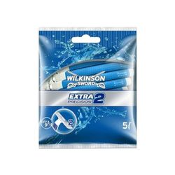 Wilkinson Sword Extra 2 Precision - 5 Maquinillas de Afeitar Desechables de 2 Hojas para Hombre, Mango Antideslizante y Botón de Limpieza