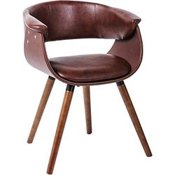 Kare Design poltrona monaco, nougado, vintage, aparência couro, pernas de madeira de faia, escritório em casa, sala de estar, sala de jantar, cadeira de estudo, 72 x 58 x 47 cm