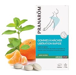 Pranarôm Aromastop Gomme à mâcher Sans Sucre Libération Rapide Calme et Apaise Aux Huiles Essentielles Biologiques 24 Gommes