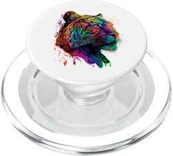 Gráfico de animales Rainbow Tiger PopSockets PopGrip para MagSafe
