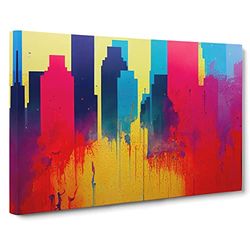 New York City Abstract Skyline Vol.3 Canvas Wall Art Print Ready to Hang, Framed Picture for Living Room Bedroom Home Office Décor, 30x20 Inch (76x50 cm)