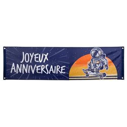 Boland 50526 - Spandoek Space Joyeux Anniversaire van polyester, decoratie, thema feest, hangende decoratie