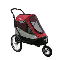 Petique Trailblazer jogger, hondenwagen voor middelgrote huisdieren, geventileerde huisdierroller voor katten & honden, rood