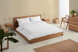 Rita. Conjunto de funda nórdica y funda(s) de almohada de percal color piedra. Cama de 150 cm. 2 piezas