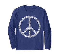 Maglietta con simbolo della pace Love All World Peace Tshirt Maglia a Manica