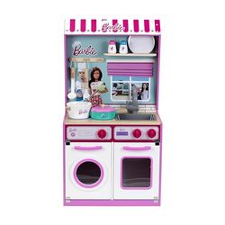 Cucina in legno con casa delle bambole integrata Barbie, 2 in 1 Cucina giocattolo con piano cottura, lavatrice e accessori Dimensioni 45 cm x 40 cm x 85 cm Giocattoli per bambini dai 3 anni in su