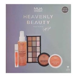 MUA HEAVENLY 5PC (LIP GLOSS, SHIMMER SPRAY, EYE PALETTE, BRONZER & HIGHLIGHT)